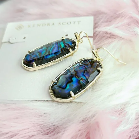 Kendra Scott Gold Faceted Elle Abalone Earrings - Picture 3 of 3